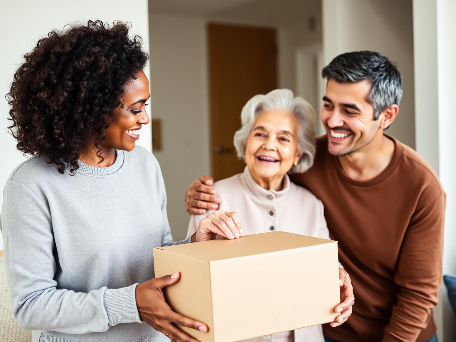 Family receiving home-delivered medical equipment